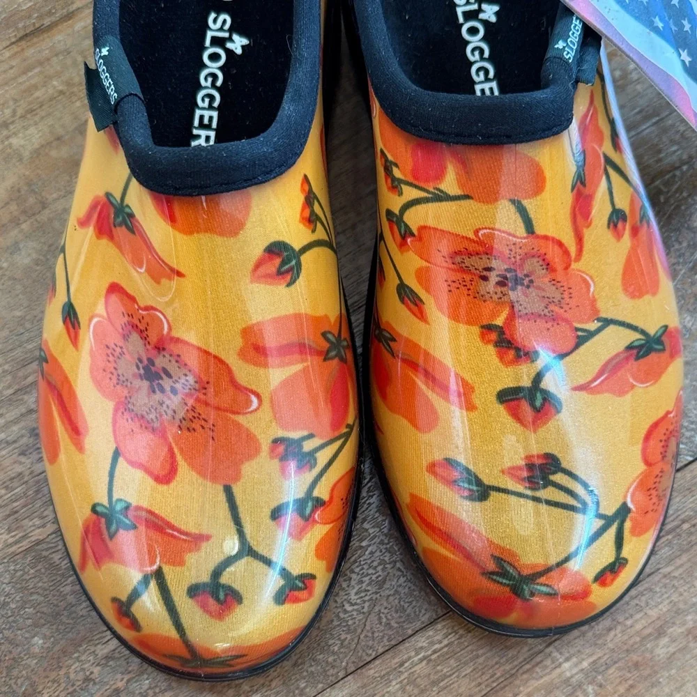 Sloggers Orange Floral Women's Rain Boots size 8 - Picture 5 of 12